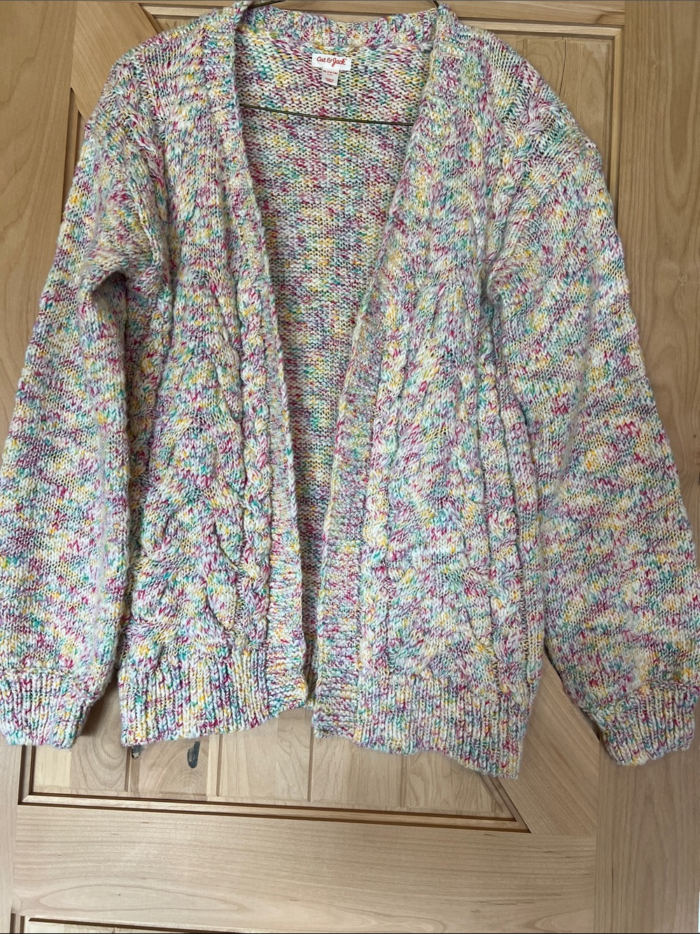 Cat & Jack Multicolor Speckle Cable Knit Cardigan